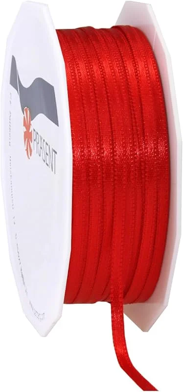 Besuche den PRÄSENT-Store Präsent C.E. Pattberg Satin rot, 50 m Satinband zum Einpacken von Geschenken, 3 mm Breite, Geschenkband zum Dekorieren & Basteln, Dekoband, Anlass — Geschenkverpackung