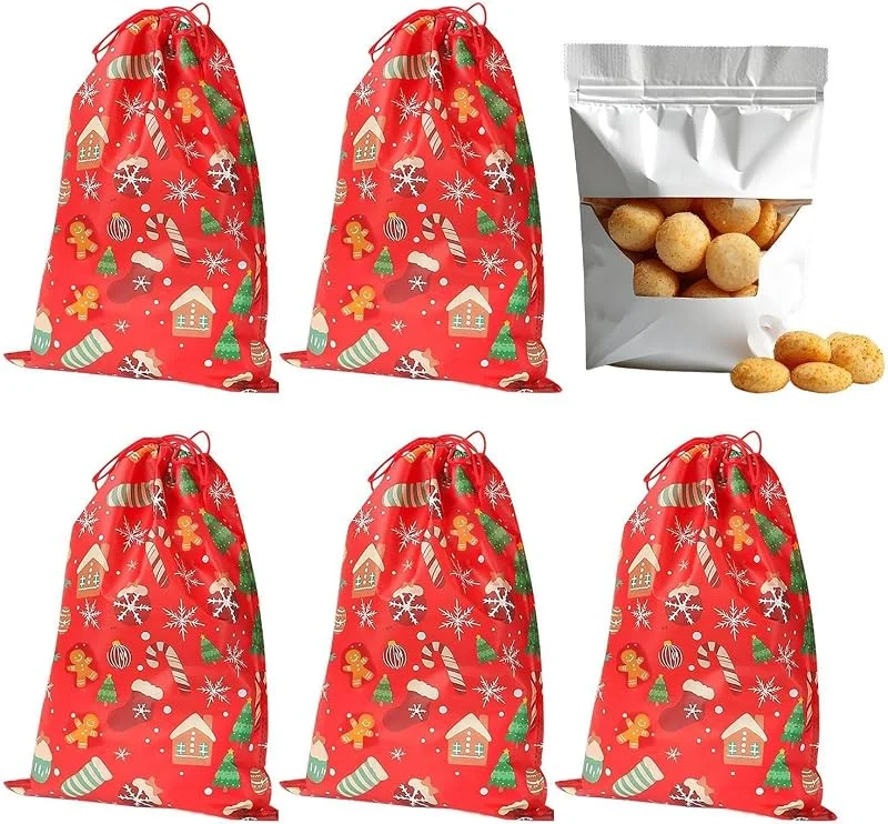 Marke: Ungtyb Weihnachts-Geschenktüten mit Kordelzug, wiederverwendbar, wasserdicht, 5 — Geschenkverpackung