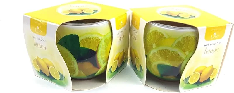 Marke: Admit Kerze im Glas SET, Duftkerze, 30 Stunden Brenndauer (Lemon) — Kerzenlicht Abendessen