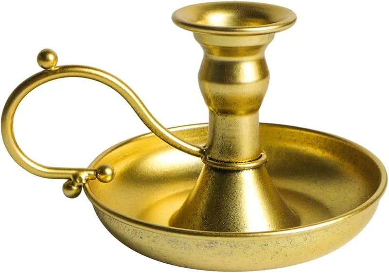 Marke: Muzrunq Kerzenhalter, Vintage-Kupfer-Kerzenständer mit Griff, 15, 2 x 10, 2 cm, golden, Heimdekoration, Kerzenständer, konischer, Messing-, gotischer, Heimdekoration — Kerzenlicht Abendessen