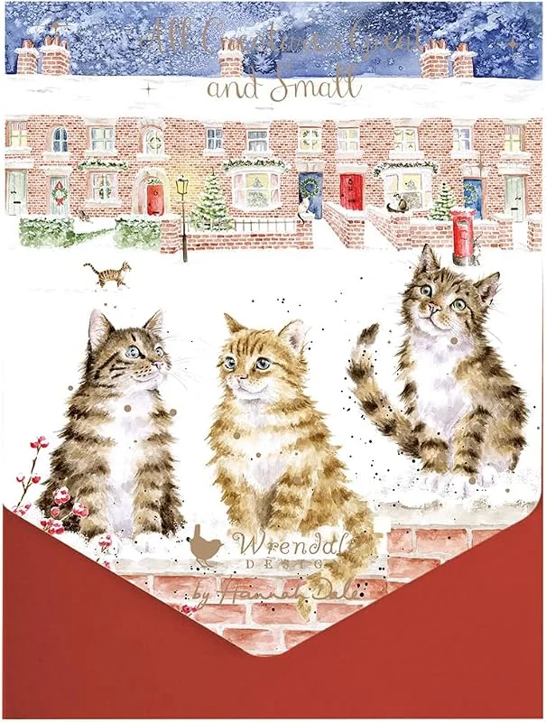 Marke: Wrendale Designs Wrendale Designs Weihnachtskarten-Set in der Lane Snow is Glistening Katze — Geschenkverpackung