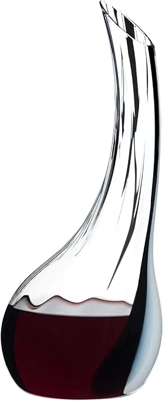 RIEDEL Cornetto Fatto A Mano Dekanter, Einzelpackung, klares, schwarzes, weißes Kristallglas, handgef. — Wein und Festtafel