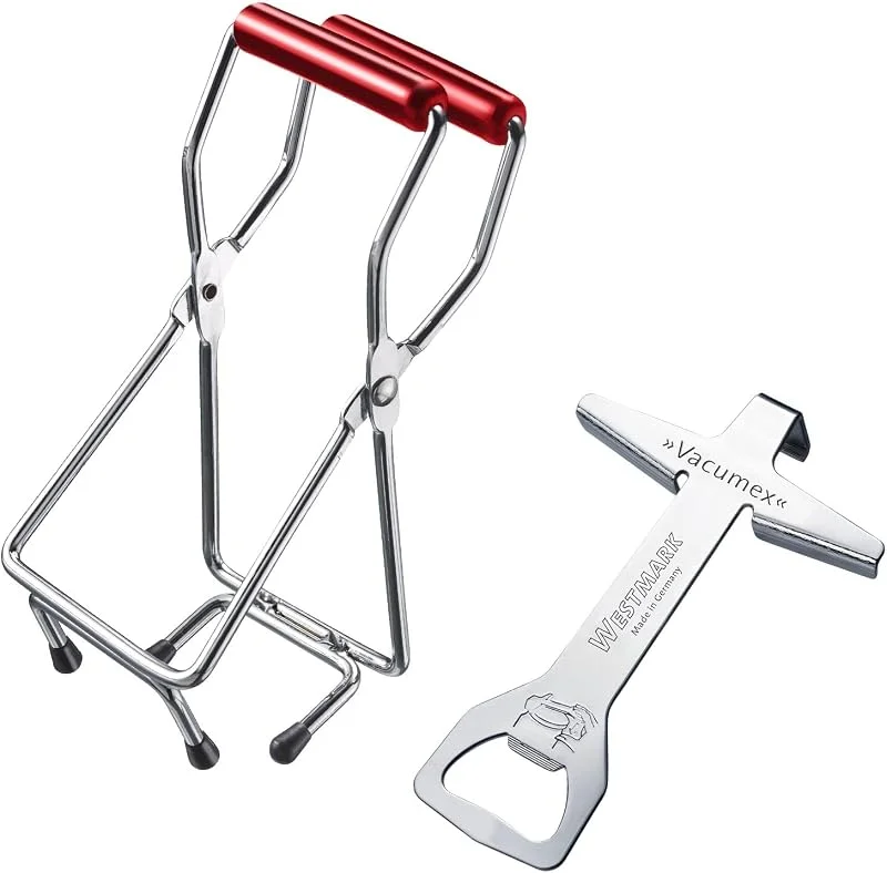 Besuche den Westmark-Store Westmark Set, 2tlg.: 1 Schraubdeckelöffner + 1 Glasheber, Hochwertiger Kunststoff, Stahl, Vacumex, Silber, Rot, 105322E6 — Wein und Festtafel