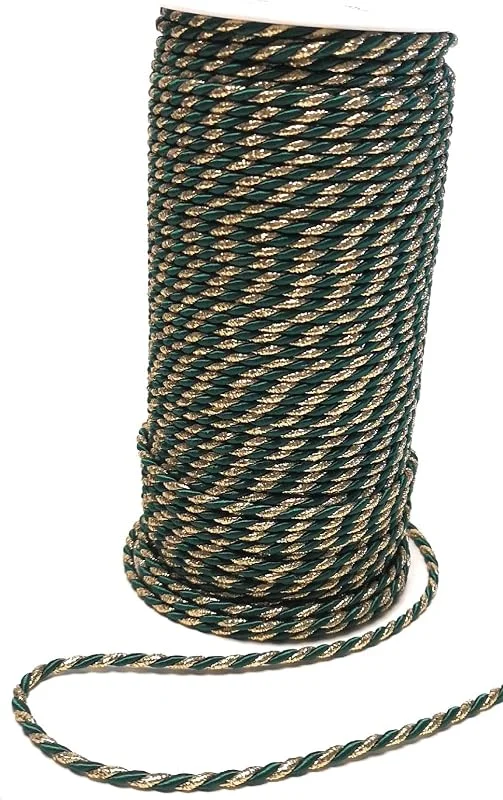 Marke: s.dekoda Kordel 100m x 4mm zweifarbig Grün - Gold XXL - Rolle Drehkordel Dekoband Kordelband Kordelschnur — Geschenkverpackung