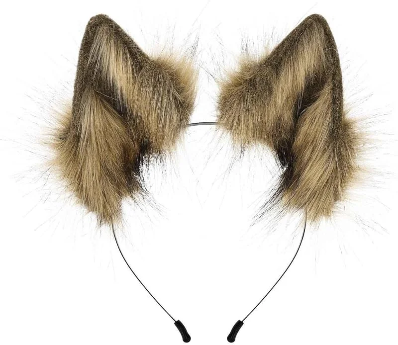 Marke: Generic Kunstfell Fell Wolf Ohren Haarreif Fuchs Katzenohren Stirnband Furry Wolfsohren Kopfbedeckung Cosplay Cute Wolf Kostüm Damen Karneval und Party Zubehör — Haarpflege