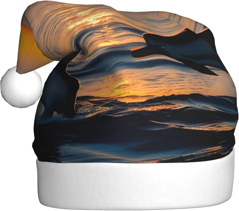 Marke: Tamiger Weihnachtsmützen mit Delfin-Druck, saisonal, festlich — Weihnachtsmode