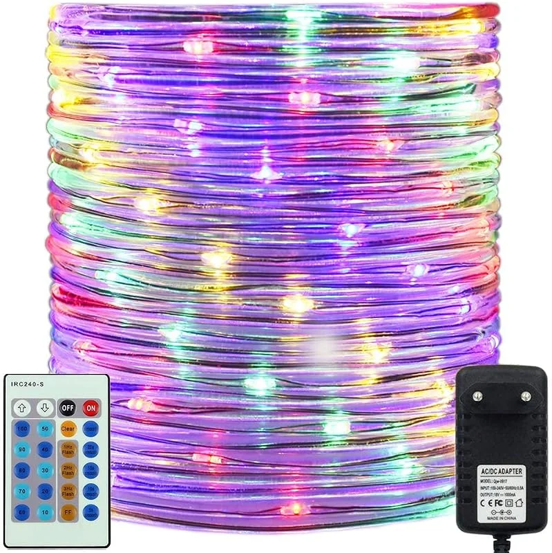 Marke: RcStarry Durchmesser 3mm Lichtschlauch Außen, 50M 500 LEDs Schlauch lichterkette IP67 Wasserdicht, Strombetrieben Lichtschlauch mit Fernbedienung für Innen, Außen, Hochzeit, Garten Dekolicht - Bunt — Weihnachtsbeleuchtung