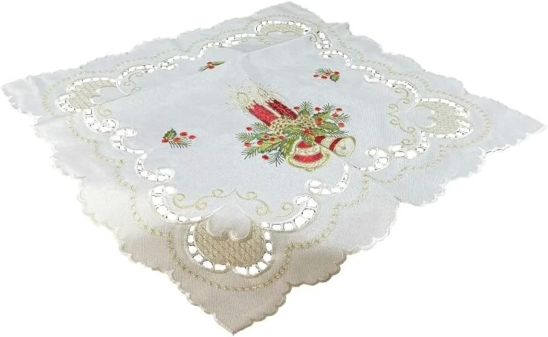Marke: Generisch Generisch Cremefarbene Weihnachtsdecke Tischläufer Tischdecke Mitteldecke Tischband (ca. 60x60 cm) — Küche & Haushalt