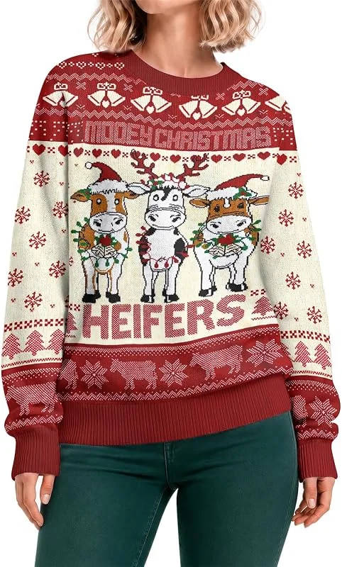 Marke: 34HD 34HD Hässlicher Weihnachtspullover 2024, lustiger Pullover für Herren und Damen, Rundhalsausschnitt, hässlicher Pullover, Geschenke für Weihnachten — Weihnachtsmode