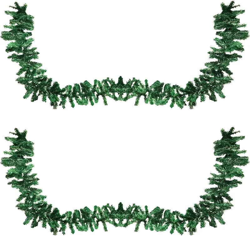 Besuche den Mojawo-Store Mojawo 2 Stück Künstliche Tannengirlande Weihnachtsgirlande Girlande je 270cm Innen + Aussen Weihnachtsschmuck Fensterdekoration Weihnachtsdekoration