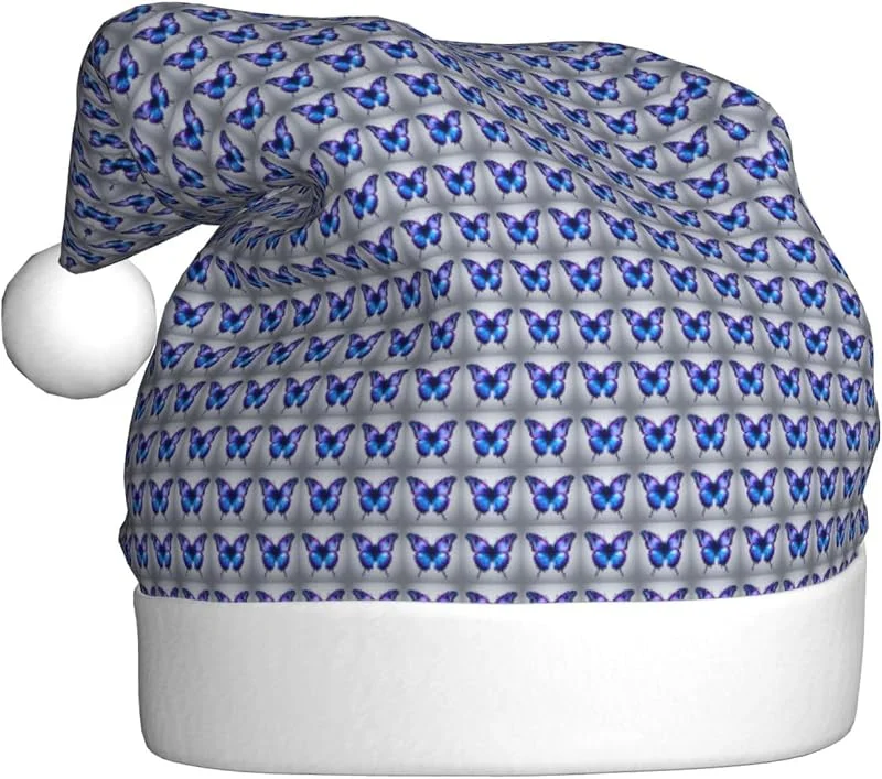 Marke: Tamiger Weihnachtsmützen mit blau-violetten Schmetterlingen, saisonal — Weihnachtsmode