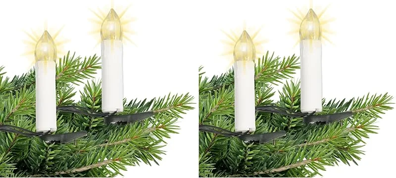 Besuche den Gartenpirat-Store Gartenpirat Baum-Lichterkette 14, 5 m mit 30 LED-Kerzen warmweiß Timer Weihnachtsbeleuchtung für Innen & Außen (Packung mit 2)