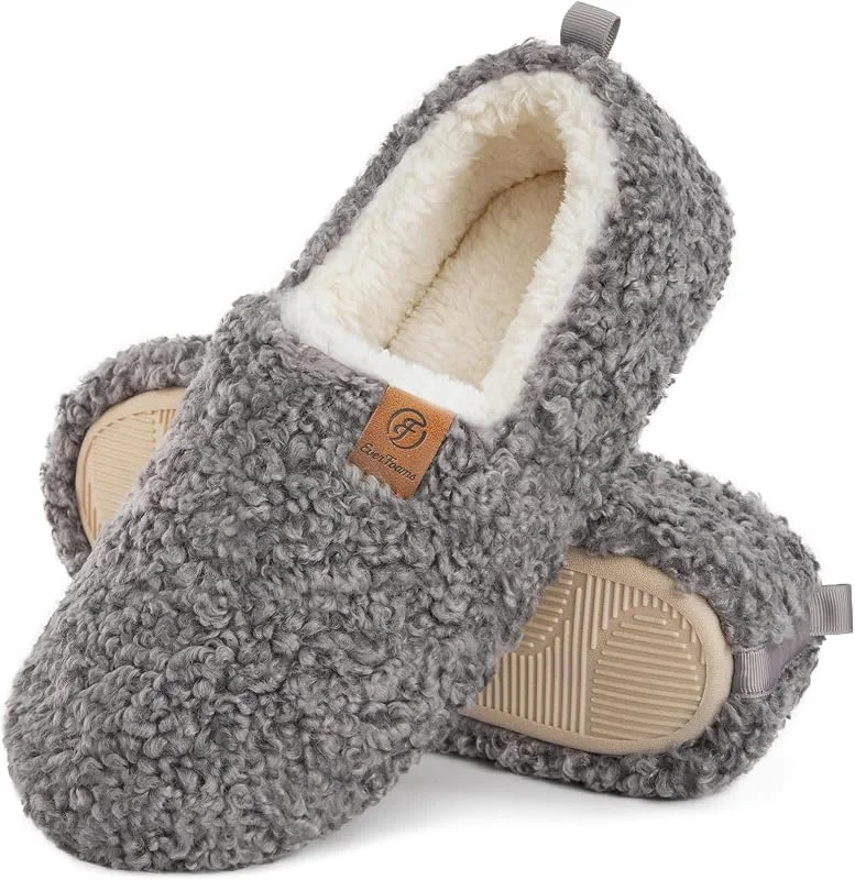 Besuche den EverFoams-Store EverFoams Damen Warme Geschlossene Hausschuhe Kunstwolle Memory-Schaum — Weihnachtsmode