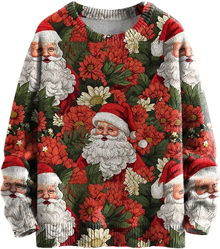 Marke: Qixiu Weihnachtspullover für Damen Weihnachtsmann Weihnachtsstrickpullover Pullover Tops Familien Weihnachtspullover Schneemann Grafik Sweatshirt Lange Weihnachtsoberteile — Weihnachtsmode