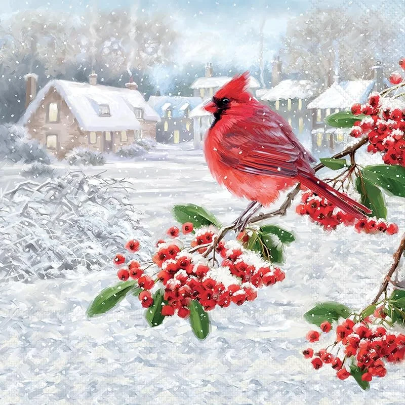 Besuche den Ambiente-Store Ambiente Servietten Papier 33x33cm 3-lag. mit Kardinalvogel Motiv 20 STK. — Advent und Tisch