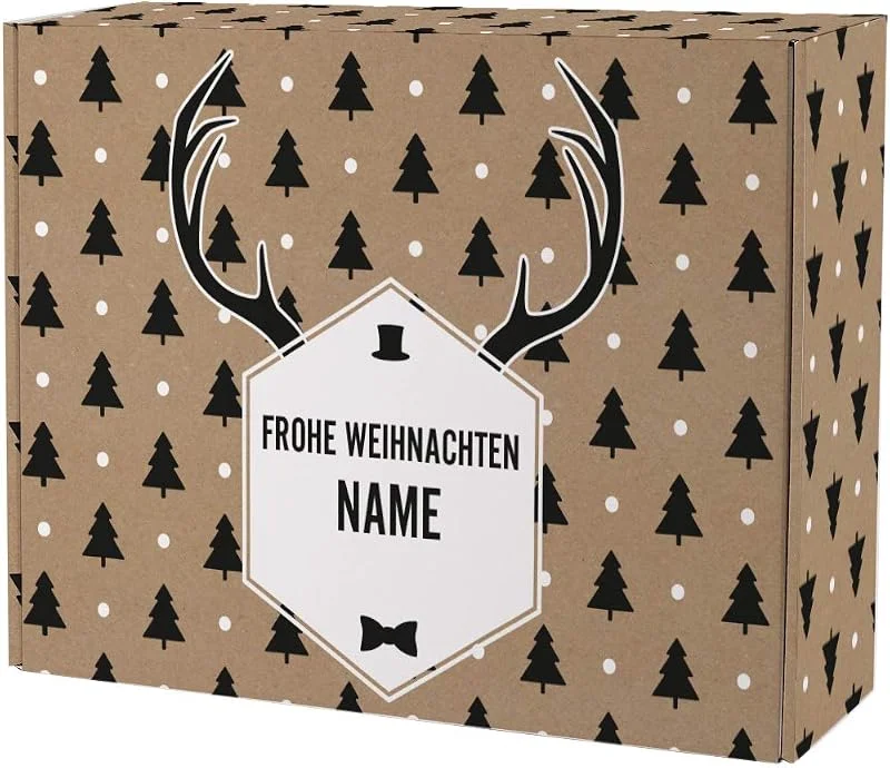 Besuche den Herz & Heim-Store Herz & Heim® Personalisierter Geschenkkarton zu Weihnachten für Männer mit Ihrem Wunschnamen auf dem Deckel XL — Geschenkverpackung