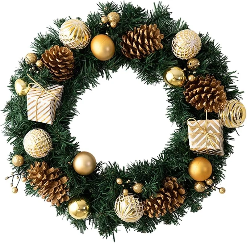 Marke: Generisch Weihnachtskranz Künstliche Tür Kiefer Kränze Grün Dekorationen Winter Weihnachtskränze Haustür Dekoration für Haus Cafe Hotel Festlich und Wiederverwendbar Urlaub Kranz — Weihnachtsdeko