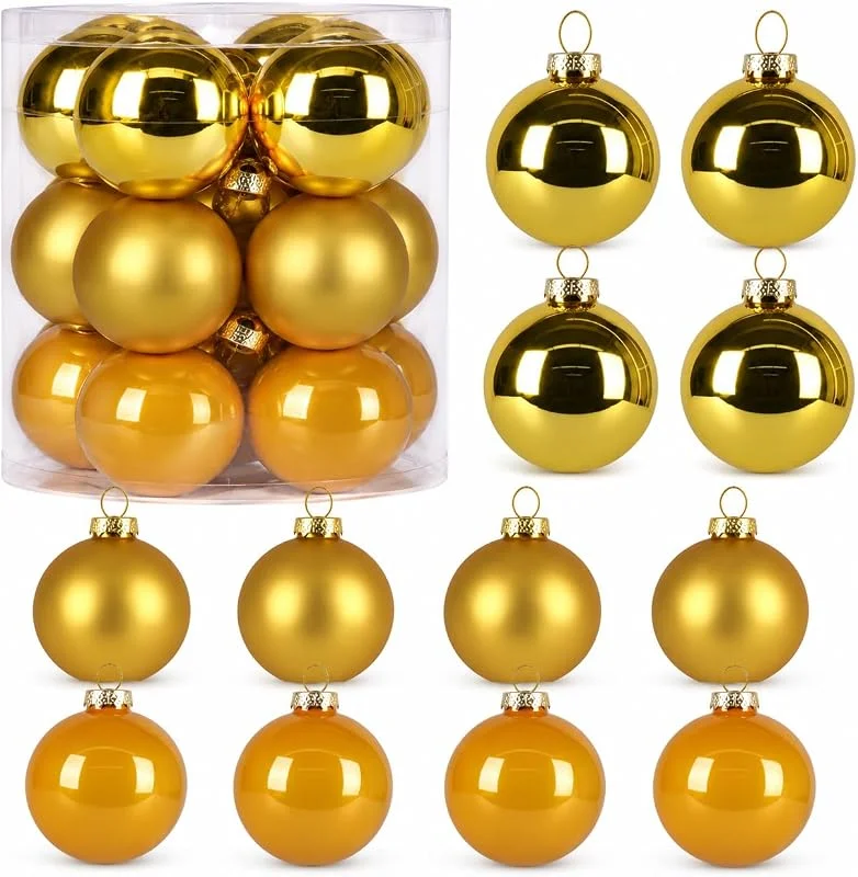 Besuche den Homewit-Store Homewit Weihnachtskugeln Glas Gold 8cm, 12 Stück Christbaumkugeln Deko Set — Weihnachtsdeko