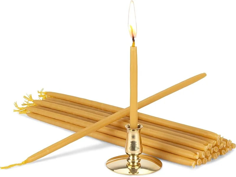 Besuche den NKlaus-Store NKlaus - Kerzenhalter + 100% Bienenwachskerzen gelb L 24cm Griechenland — Kerzenlicht Abendessen