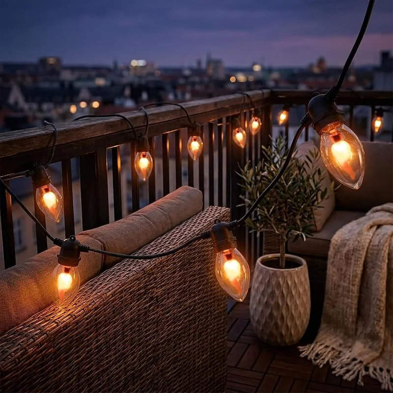 Besuche den Spetebo-Store Spetebo Lichterkette mit Flammeneffekt - 270 cm - Garten Beleuchtung mit 10 Glühbirnen - Deko Flammen Effekt Licht Außen Innen Flame Lights — Weihnachtsbeleuchtung