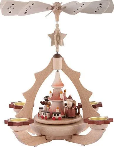 Marke: Zeidler Holzkunst Weihnachtspyramide 1-stöckige Pyramide Bescherung Natur- 36x31x31cm - Original Erzgebirge - Zeidler Holzkunst — Weihnachtsdeko