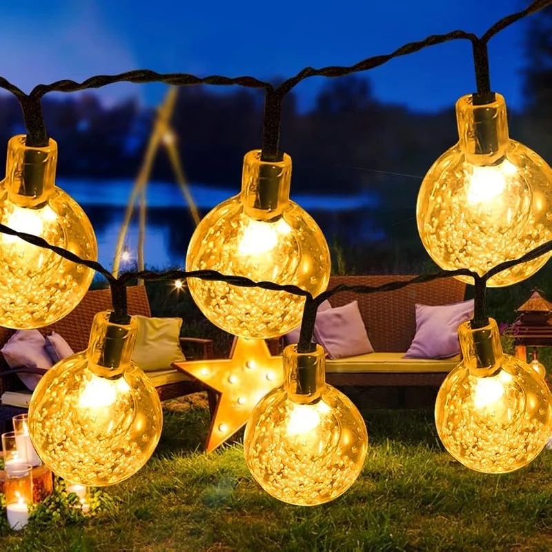 Marke: AGM AGM Solar Lichterkette Außen 50 LED Kristall Kugeln Wasserdicht Solarbetriebene Lichterkette Außenlichterkette Garten Lichterkette für Innen & Außendekor für Garten, Patio, Partys — Weihnachtsbeleuchtung