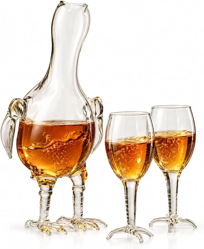 Besuche den The Wine Savant-Store The Wine Savant, Dekanter für Whiskey, Scotch, Spirituosen, Wein oder Wodka für Whisky-Liebhaber, Huhn-Dekanter, 500 ml, mit 2 Whiskygläsern — Wein und Festtafel