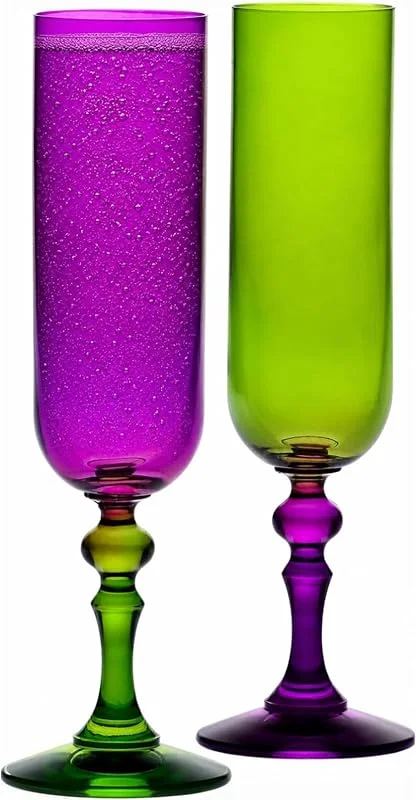 Besuche den Krosno-Store Krosno Sektgläser Violett-Grün, 2er Set, 220 ml, Kollektion Bubble — Wein und Festtafel
