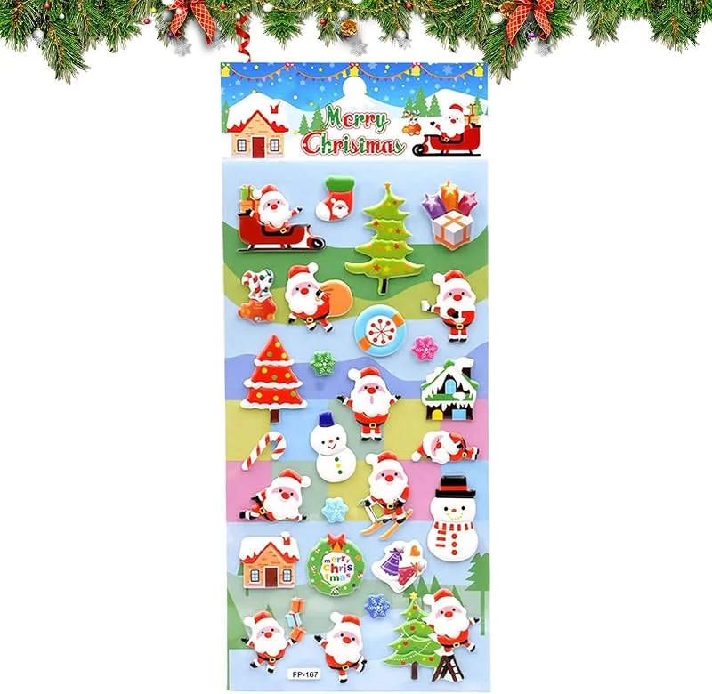 Marke: Générique 3D-Weihnachtsaufkleber, saisonale Aufkleber, 3D-Relief-Aufkleber für Erwachsene, Telefonhülle, Notizbuch, Laptop, Handwerk, Geschenke, Party, Belohnungen — Geschenkverpackung