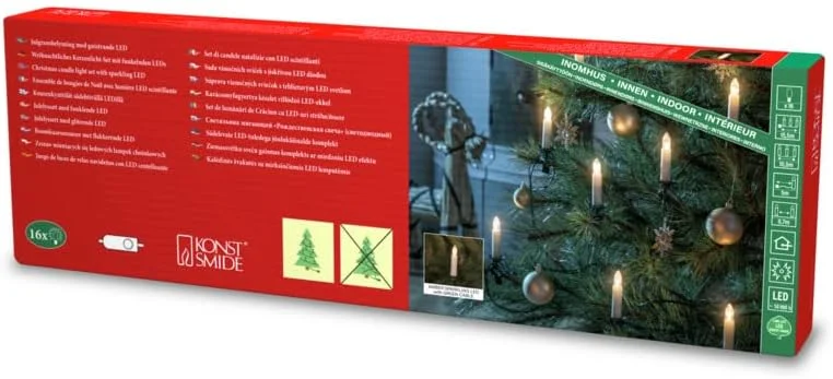 Besuche den Konstsmide-Store Konstsmide LED Baumkette, Topbirnen, "One String", 16 funkelnde bernsteinfarbene Dioden, 4, 5V, Innen, grünes Kabel - 1129-020 — Weihnachtsbeleuchtung