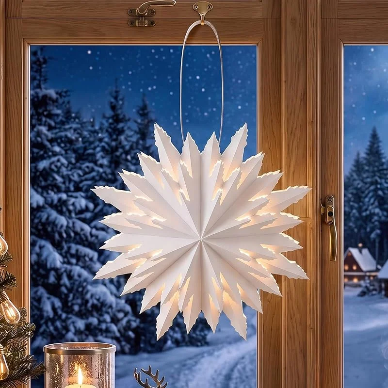 Marke: Verdego Verdego Weihnachtsstern Beleuchtet, Papiersterne zum Aufhängen 45cm, Weiß — Weihnachtsdeko