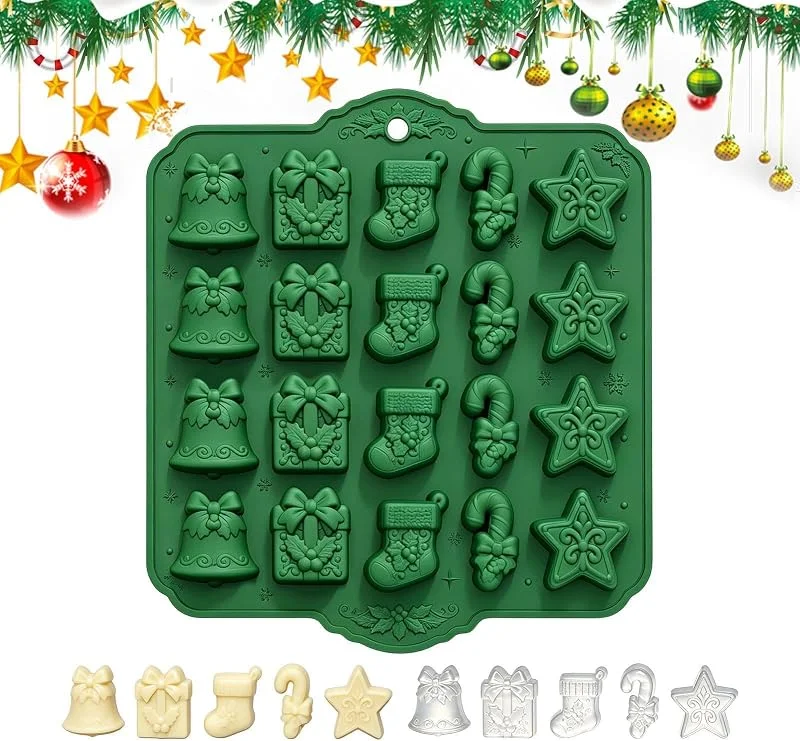 Marke: Generisch Weihnachts-Silikonformen, 20 Fächer, Lebensmittelqualität — Weihnachtskueche