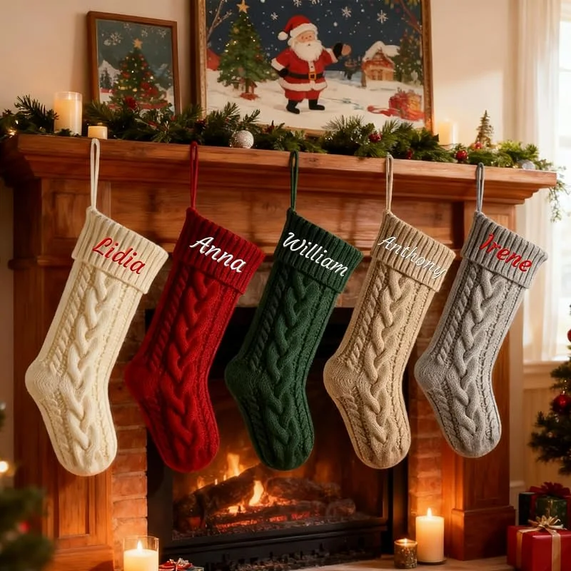 Marke: Generisch Generisch 2 PCS Nikolausstrumpf Personalisiert mit Gesticktem Namen 46cm — Weihnachtsdeko