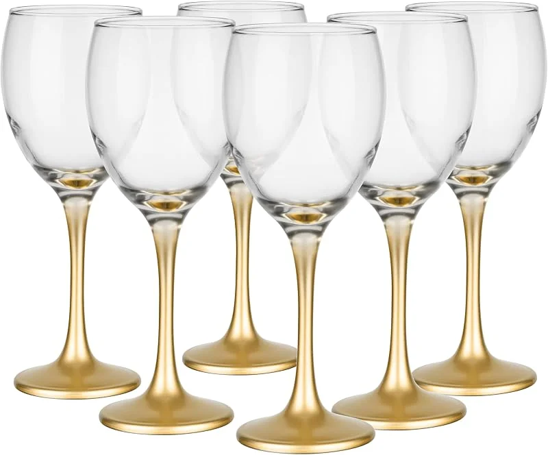 Besuche den Glasmark KROSNO 1992-Store Glasmark Krosno Weinglas 0, 3L Rotwein Weingläser 6er Set Gläser Für Rotwein Weisswein Rotweinglas Rotweingläser Weissweingläser Wein Kelch Glas Spülmaschinenfest Transparent Gold 6 x 300ML — Wein und Festtafel