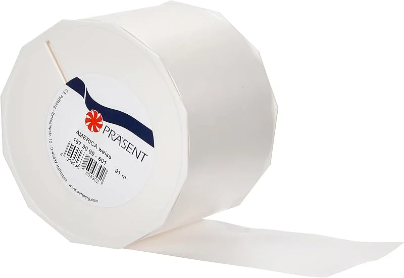 Besuche den PRÄSENT-Store Präsent C.E. PATTBERG Geschenkband Weiss, 91 Meter Ringelband 90 mm zum Basteln, Dekorieren & Verpacken von Geschenken zu jedem Anlass — Geschenkverpackung