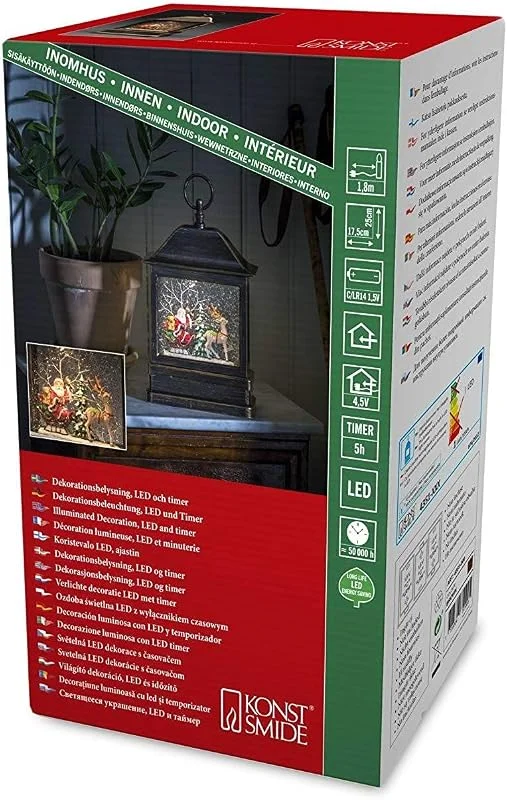 Besuche den Konstsmide-Store Konstsmide, 4351-000, LED Schneelaterne mit Weihnachtsmann im Schlitten, wassergefüllt, wählbare — Weihnachtsdeko