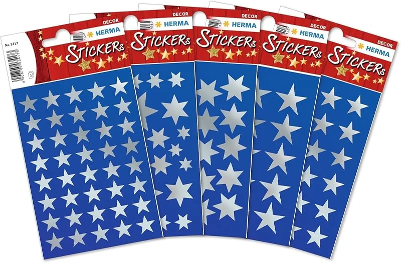 Besuche den HERMA-Store HERMA 15501 Aufkleber Sterne Silber klein groß, 378 Stück, Stern Sticker aus Papier, Weihnachtssticker Sternaufkleber für Weihnachten Geschenke Adventskalender Dekoration Kinder Belohnung DIY Basteln — Geschenkverpackung