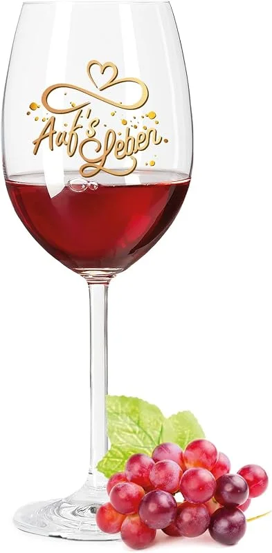 Besuche den GRAVURZEILE-Store GRAVURZEILE Weinglas - Auf's Leben - lustiges Spruchglas als Geschenk für Weinliebhaber - Geschenke für Sie & Ihn - Geeignet für Rotwein, Weißwein & Aperol Spritz — Wein und Festtafel