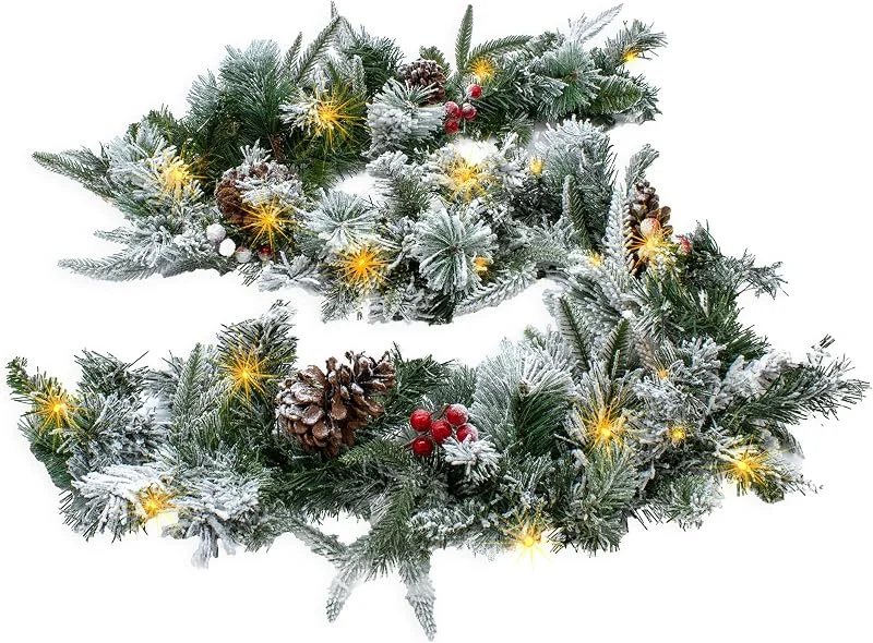 Besuche den Spetebo-Store LED Tannengirlande mit Schnee und Beeren, 183 cm, 35 LED, warm weiß — Weihnachtsdeko