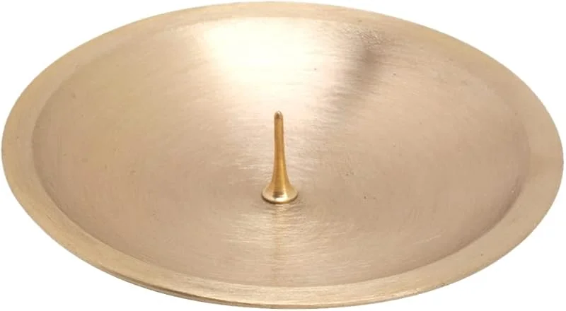 Besuche den NKlaus-Store NKlaus Kerzenteller mit Dorn aus Messing, Gold matt, Ø 8 cm — Kerzenlicht Abendessen