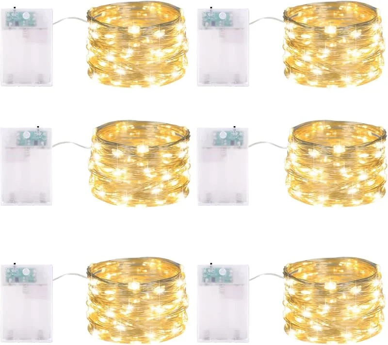 Marke: MOLVCE LED Lichterkette Batterie, 6 Stück 3M 30LED Micro LED Lichterkette, Wasserdicht Silberdraht Lichterketten für Weihnachten, Party, Hochzeit, Balkon, Innen Außen, Warmweiß — Weihnachtsbeleuchtung