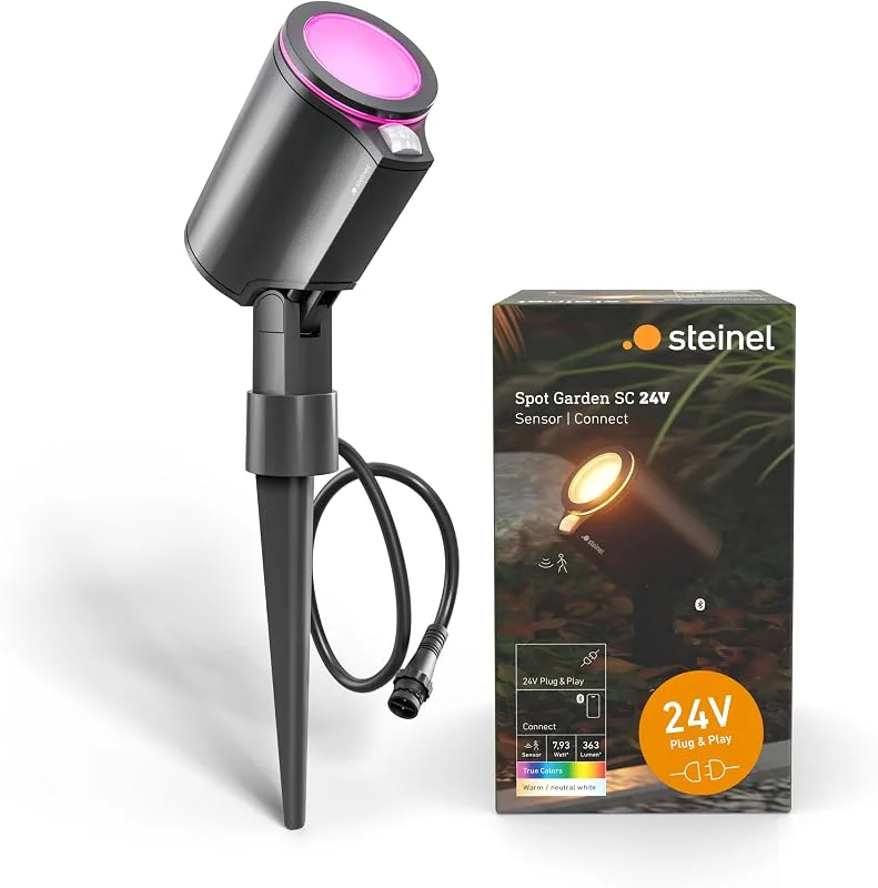 Besuche den Steinel-Store Steinel Gartenstrahler Spot Garden SC 24V, inkl. Erdspieß, RGBWW, 16 Mio. Farben, Bewegungsmelder, dimmbarer, App-Steuerung, Plug & Play, IP65 — Weihnachtsbeleuchtung