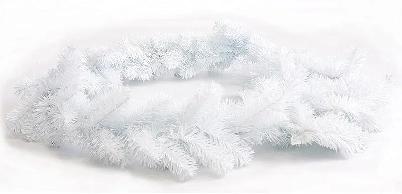Marke: kunstpflanzen-discount.com Künstliche weiße Tannengirlande 270cm dicht mit 25cm Durchmesser — Weihnachtsdeko
