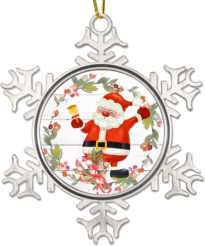 Marke: CowkissSign Weihnachtsmann Weihnachtsschmuck Weihnachtsmann Weihnachtskranz Weihnachtsbaum Dekoration Andenken Weihnachtsmann Metall Schneeflocke Ornamente für Weihnachtsdekorationen für Kinder Freund