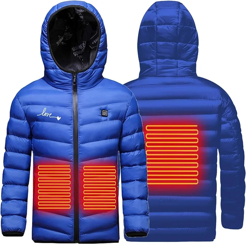 Besuche den XBNEGBA-Store wasserdichte Softshelljacke Kinder Sweatjacke mit 3 Heizstufen Beheizbare Kapuzenjacke Kinder Elektrische USB Beheizte Jacke für Jungen und Mädchen Mantel Beheizte Kinder Skifahren Heizjacke — Heizkleidung