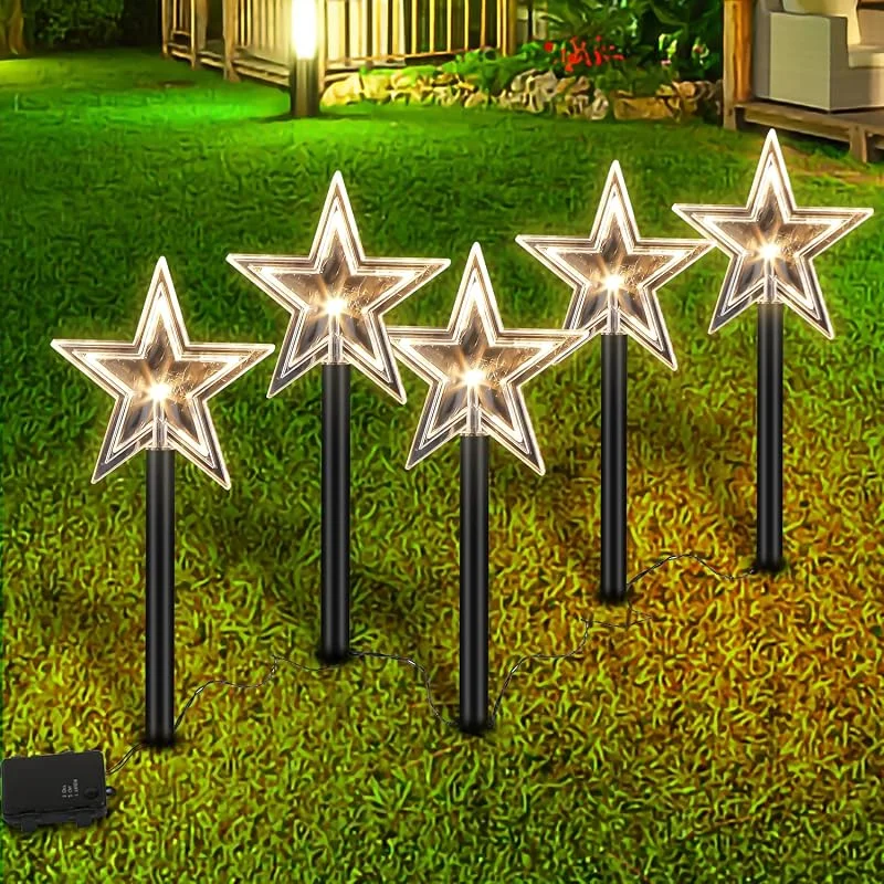 Besuche den Randaco-Store Randaco LED Garten Leuchtstäbe Stern 5 Stück, Warmweiß — Weihnachtsdeko