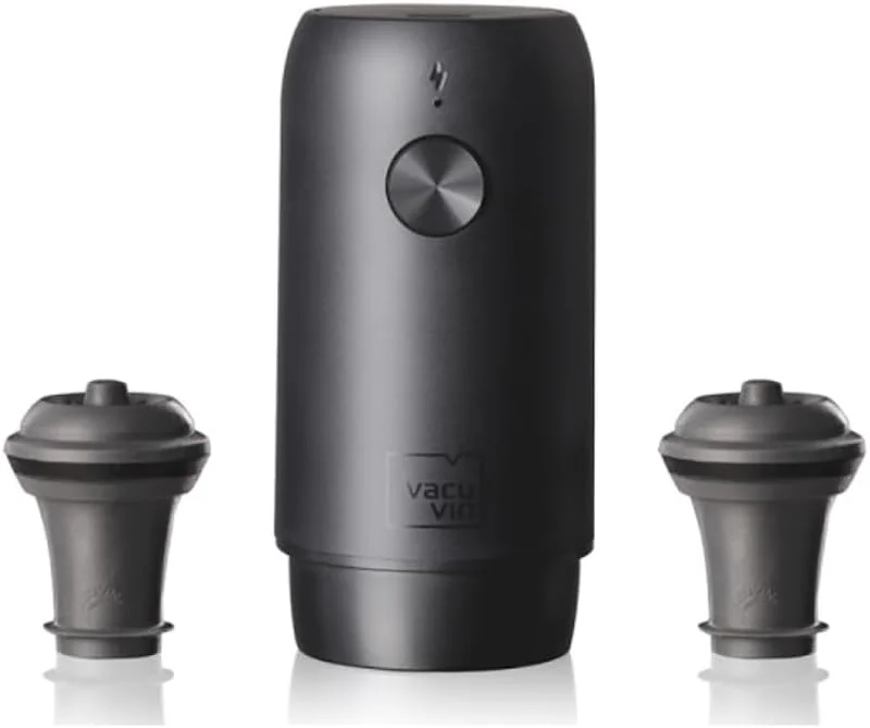 Besuche den Vacu Vin-Store Vacu Vin Elektrischer Weinsaver - mit 2 Stopfen, wiederaufladbarer Vakuumverschluss, ideal zum Konservieren von bis zu 40 Flaschen, perfekt für Zuhause, Küche und jede Gelegenheit, inkl. Geschenkbox — Wein und Festtafel