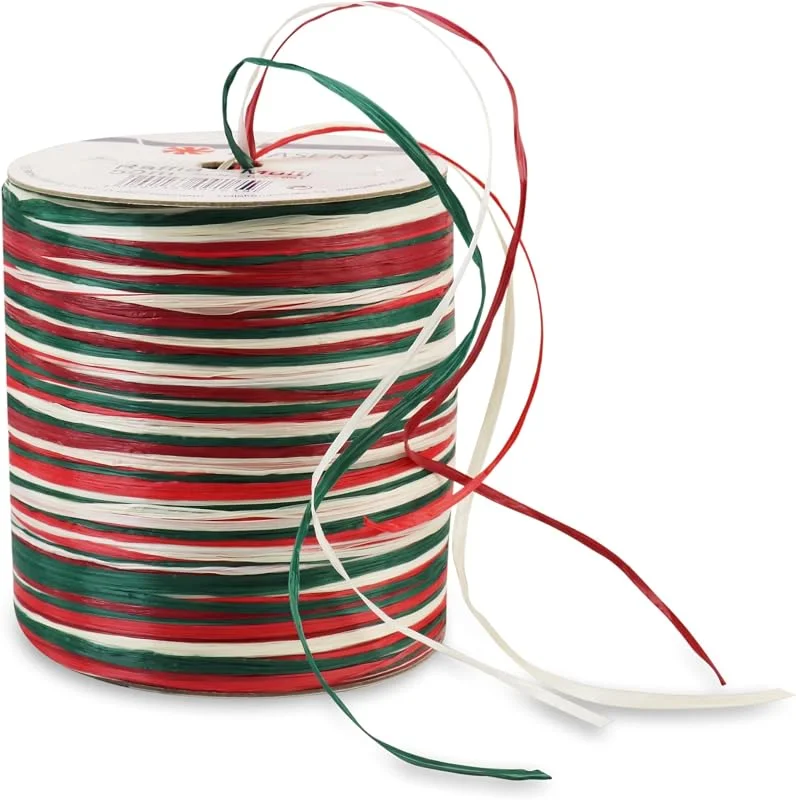 Besuche den PRÄSENT-Store PRÄSENT C.E. Pattberg Raffia-Multicolour Bastband rot-grün-weiß, 50 m Geschenkband zum Einpacken, 5-strängiges Bastelband für Geschenke, Zubehör zum Dekorieren & Basteln — Geschenkverpackung