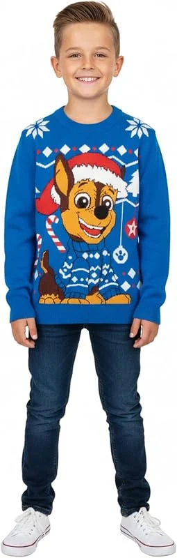 Marke: United Labels United Labels Paw Patrol Chase Winterpullover, Blau, Winter Strickpullover für Jungen, Ugly Sweater — Weihnachtsmode
