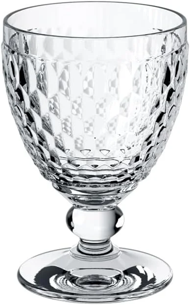 Villeroy & Boch - Boston Rotweinglas, klares Kristallglas in Kelch-Form mit geometrischem Rautenrelief, spülmaschinenfest, 200 ml — Wein und Festtafel